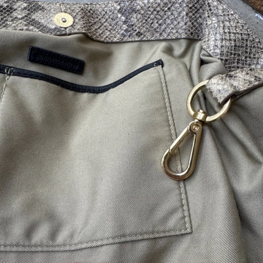 G.I.L.I Genuine Leather Snakeskin Embossed Purse Tote‎ Bag Grey XL Crossbody